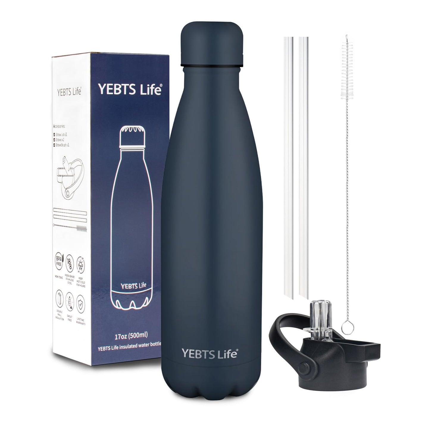 17 Oz insulated stainless steel water bottle -dark blue